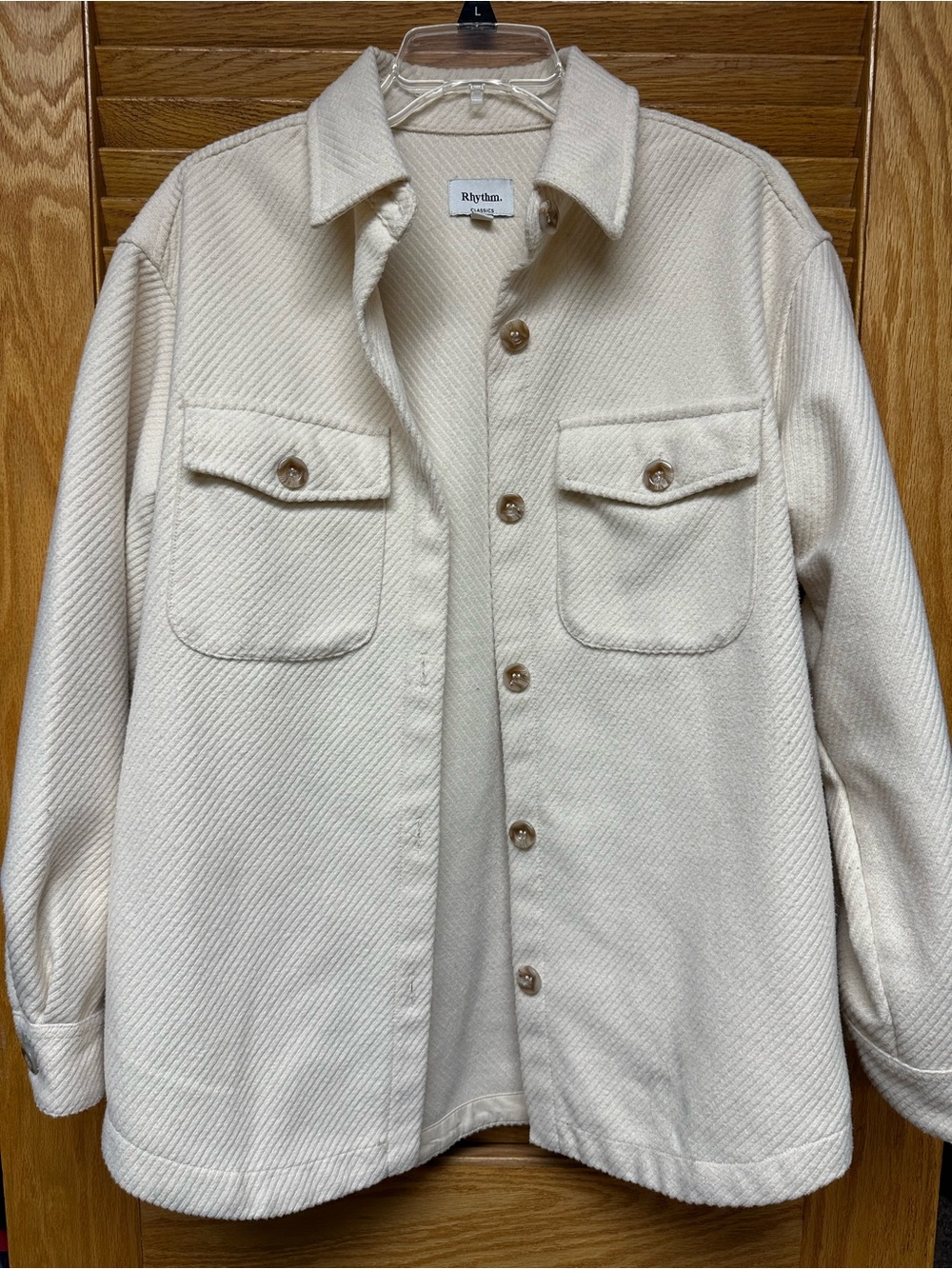 Rhythm. Cream Utility Shacket with Chest Pockets